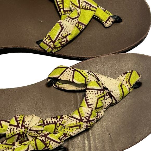 Sseko side braided women's sandals size 8 green/brown hippie - Picture 4 of 10
